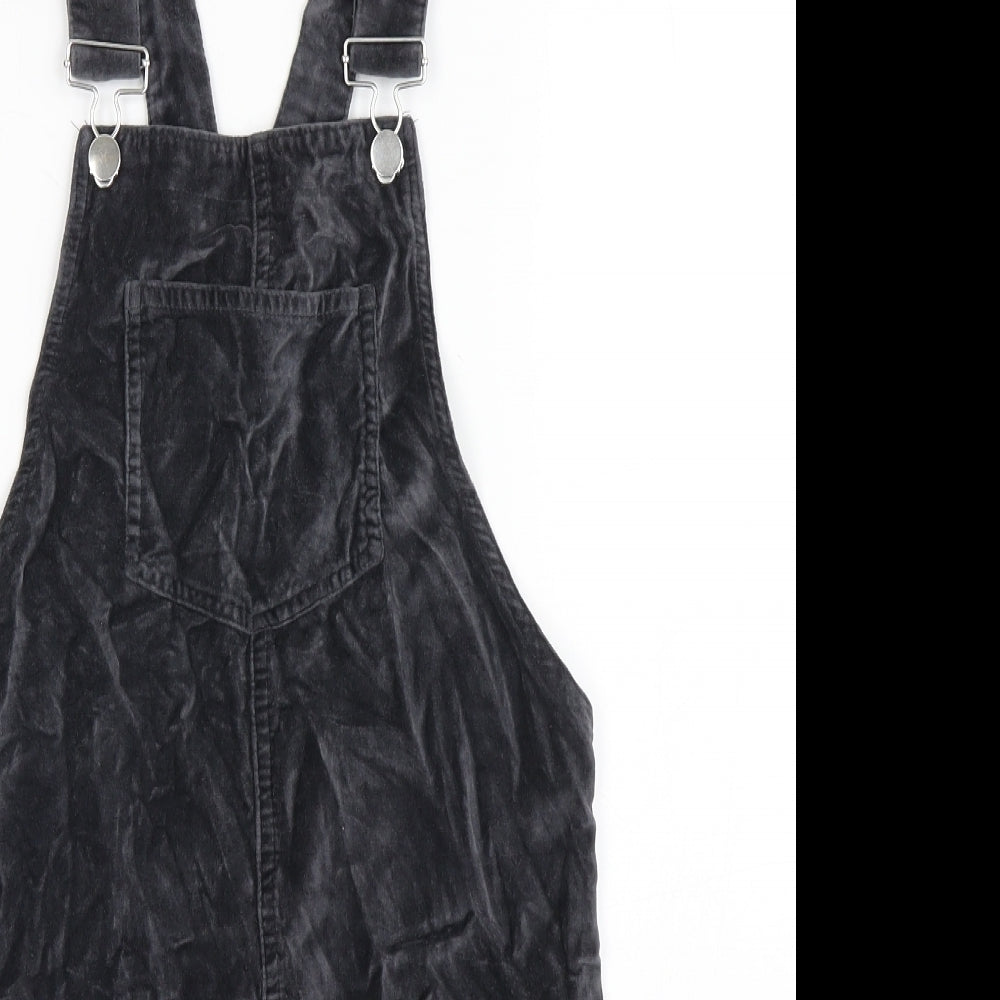 Primark Womens Grey  100% Cotton Dungaree One-Piece Size 4  Buckle