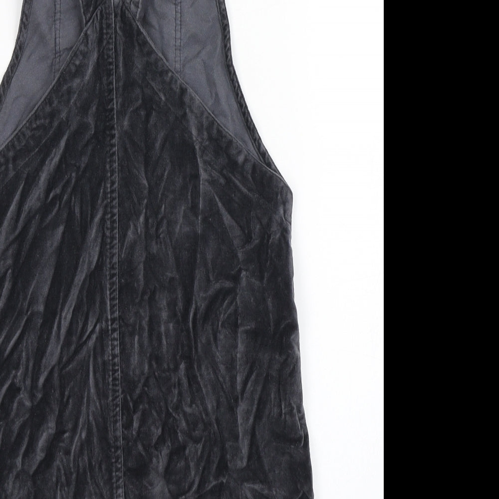 Primark Womens Grey  100% Cotton Dungaree One-Piece Size 4  Buckle