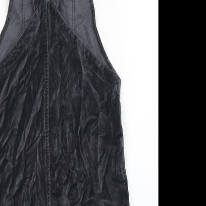 Primark Womens Grey  100% Cotton Dungaree One-Piece Size 4  Buckle