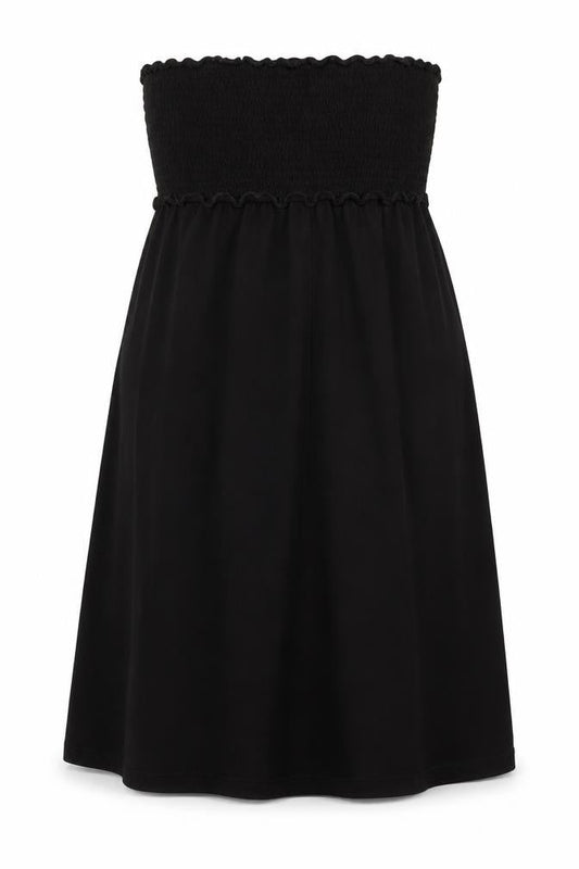 Front view of Papaya women’s black viscose a-line, size UK 10, off the shoulder pullover