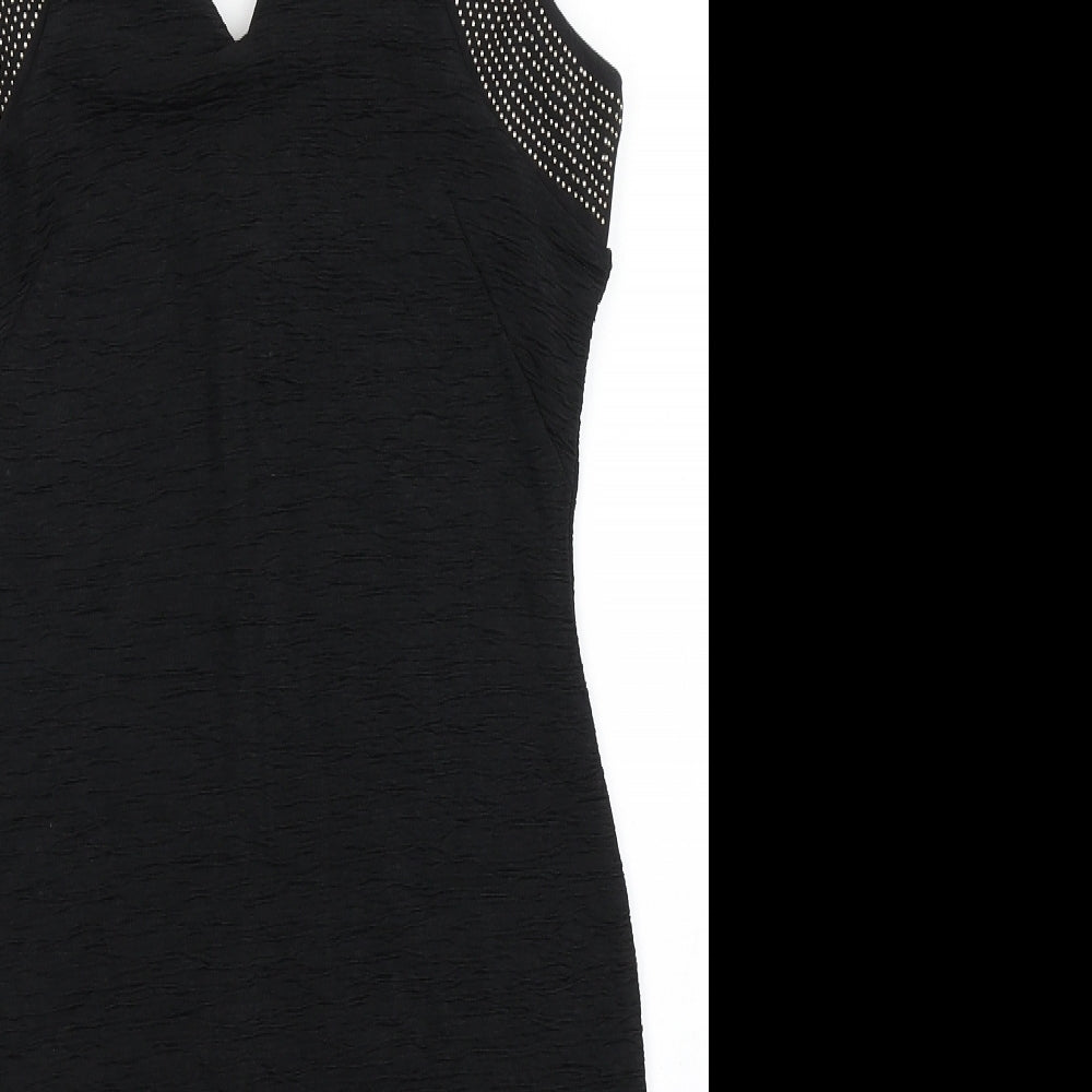H&M Womens Black  Polyester Bodycon  Size S  V-Neck Pullover