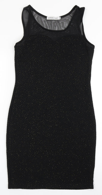 Gondola Blu Womens Black  Polyester Bodycon  Size S  Round Neck Pullover