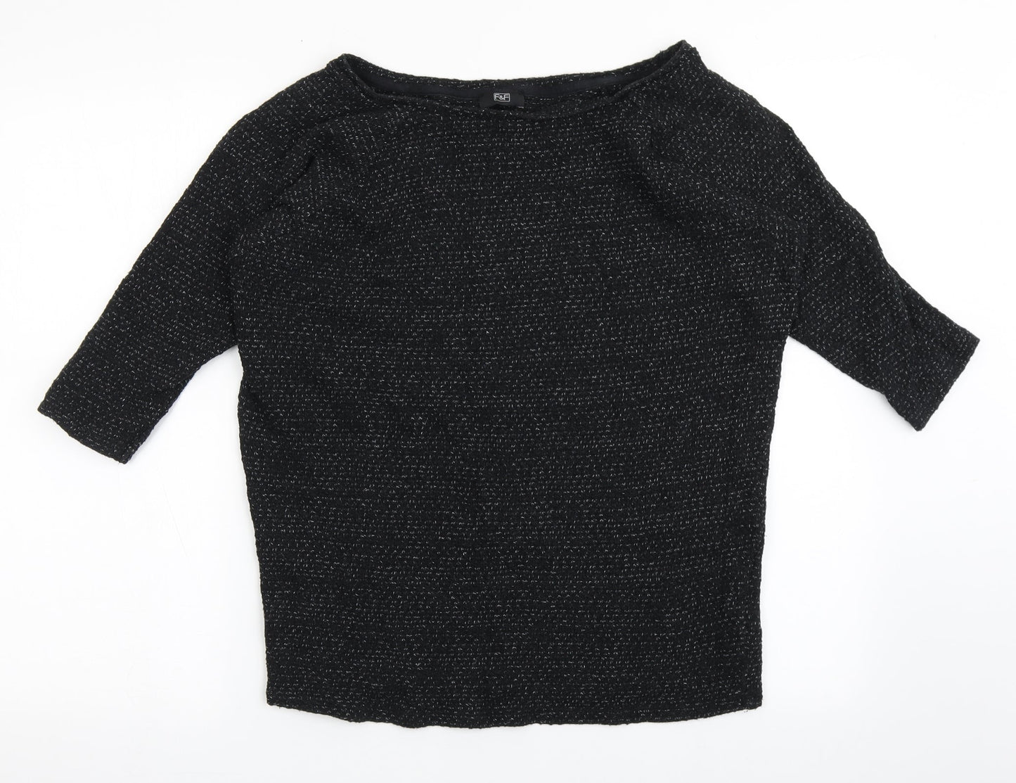 F&F Womens Black Round Neck  Cotton Pullover Jumper Size 10
