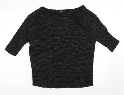 F&F Womens Black Round Neck  Cotton Pullover Jumper Size 10