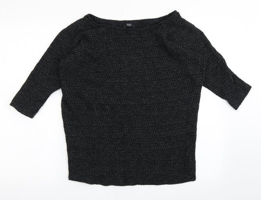 F&F Womens Black Round Neck  Cotton Pullover Jumper Size 10