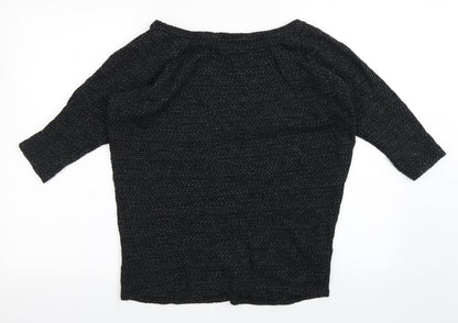 F&F Womens Black Round Neck  Cotton Pullover Jumper Size 10
