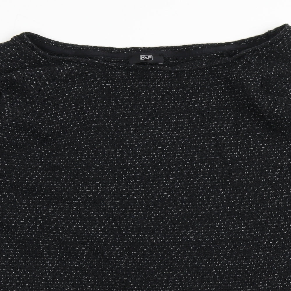 F&F Womens Black Round Neck  Cotton Pullover Jumper Size 10