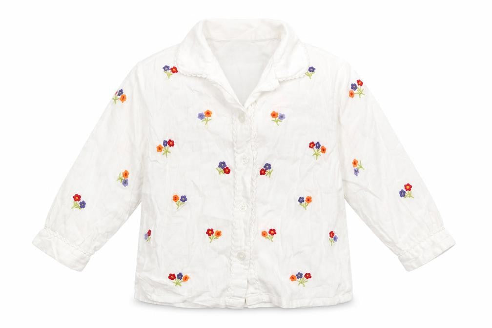 Adams Girls White Floral 100% Cotton Babydoll Pyjama Top Size 12-18 Months  Button