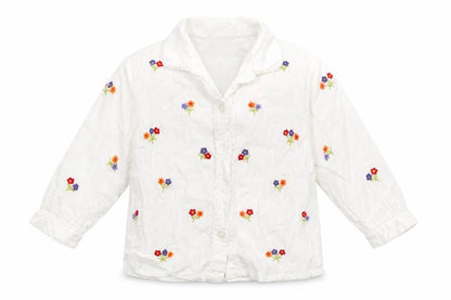 Adams Girls White Floral 100% Cotton Babydoll Pyjama Top Size 12-18 Months  Button