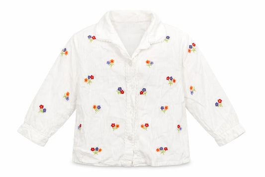 Adams Girls White Floral 100% Cotton Babydoll Pyjama Top Size 12-18 Months  Button
