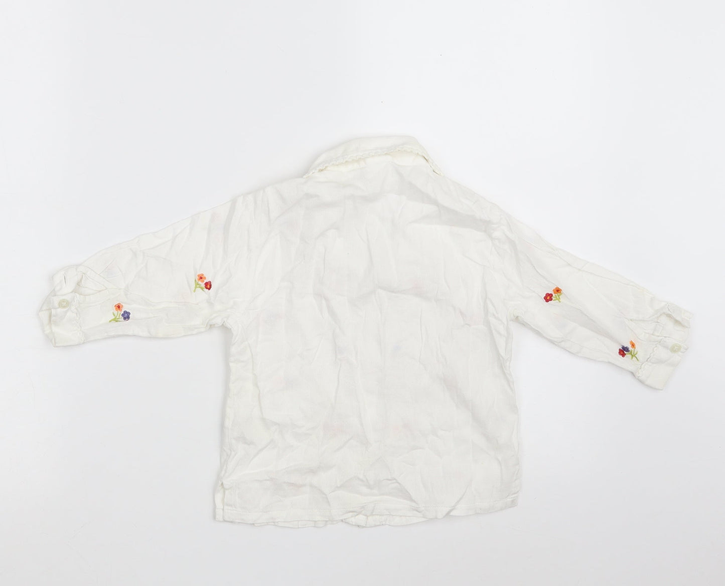 Adams Girls White Floral 100% Cotton Babydoll Pyjama Top Size 12-18 Months  Button