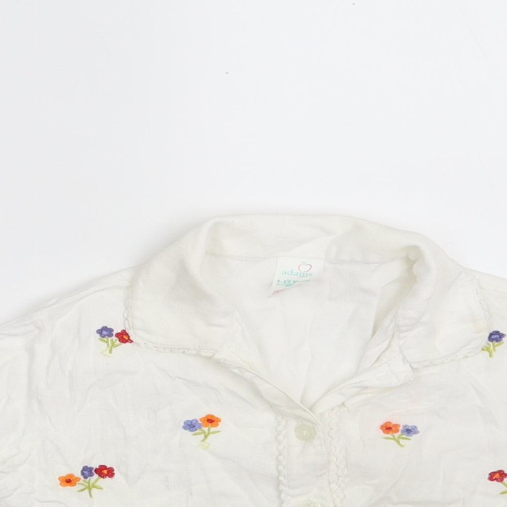 Adams Girls White Floral 100% Cotton Babydoll Pyjama Top Size 12-18 Months  Button