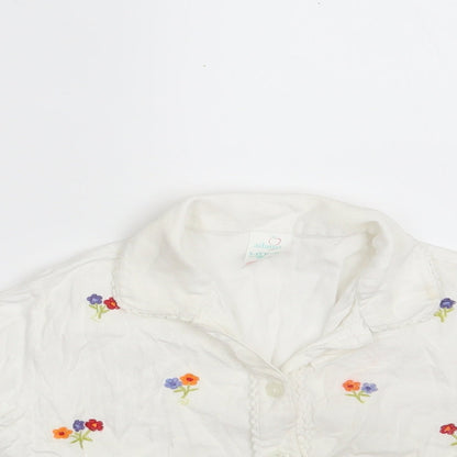 Adams Girls White Floral 100% Cotton Babydoll Pyjama Top Size 12-18 Months  Button
