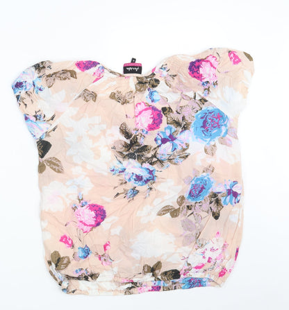 Arista Collection Womens Multicoloured Floral 100% Cotton Basic Blouse Size 10 Round Neck