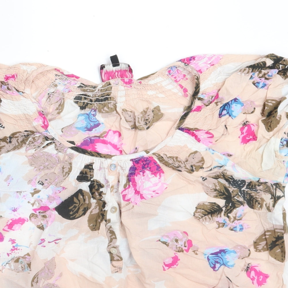 Arista Collection Womens Multicoloured Floral 100% Cotton Basic Blouse Size 10 Round Neck