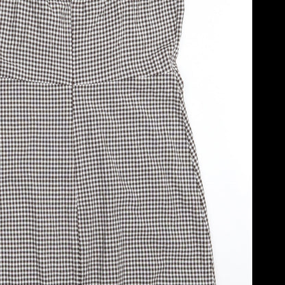 SheIn Womens Black Check Polyester A-Line  Size L  Off the Shoulder Zip