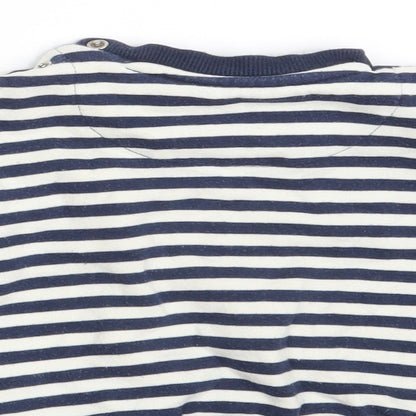 Fred & Flo Boys Blue Striped Cotton Pullover Jumper Size 0-3 Months  Button - Little Person Big Heart