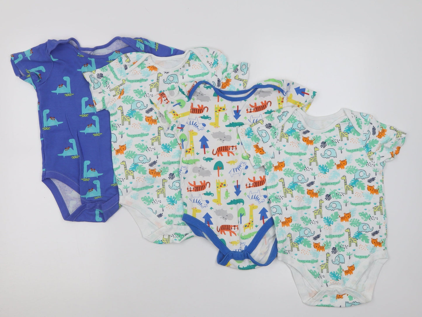 Dunnes Stores Baby Multicoloured Geometric Cotton Babygrow One-Piece   Button - 2-3 Years