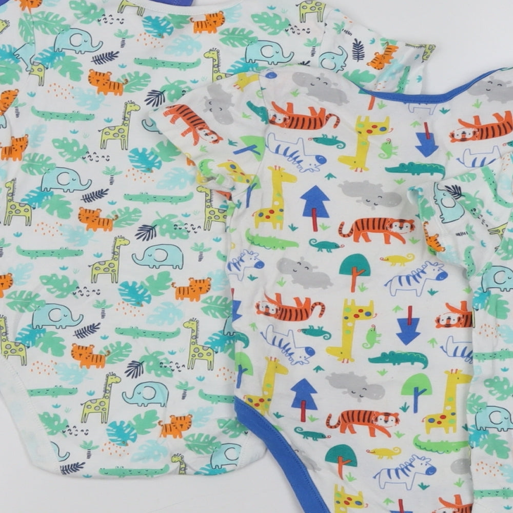 Dunnes Stores Baby Multicoloured Geometric Cotton Babygrow One-Piece   Button - 2-3 Years