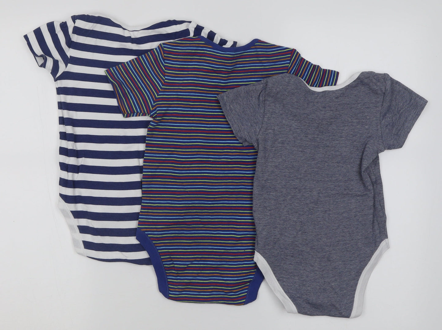 Dunnes Stores Baby Multicoloured Striped Cotton Babygrow One-Piece   Button - 2-3 Years