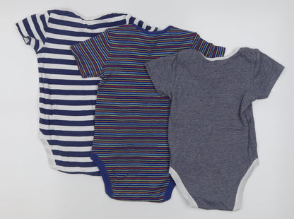 Dunnes Stores Baby Multicoloured Striped Cotton Babygrow One-Piece   Button - 2-3 Years
