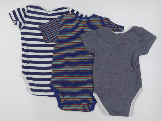 Dunnes Stores Baby Multicoloured Striped Cotton Babygrow One-Piece   Button - 2-3 Years
