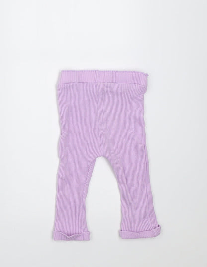 Dunnes Stores Girls Purple  Cotton Capri Trousers Size 3-6 Months  Pullover