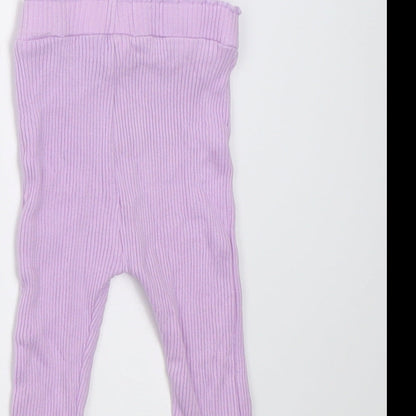 Dunnes Stores Girls Purple  Cotton Capri Trousers Size 3-6 Months  Pullover
