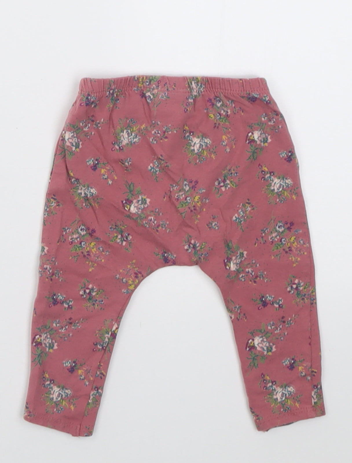 NEXT Girls Pink Floral Cotton Capri Trousers Size 3-6 Months  Pullover