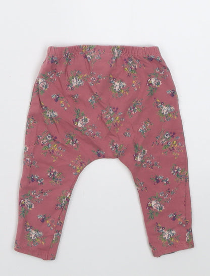 NEXT Girls Pink Floral Cotton Capri Trousers Size 3-6 Months  Pullover