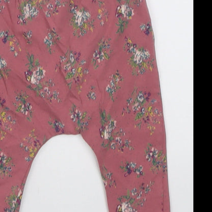 NEXT Girls Pink Floral Cotton Capri Trousers Size 3-6 Months  Pullover