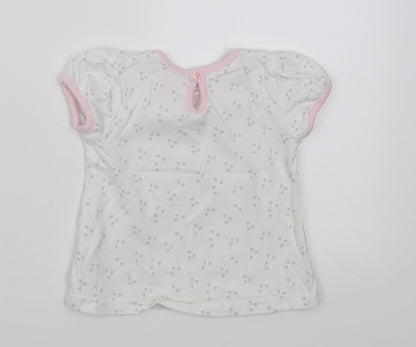 George Girls Pink Geometric Cotton Basic T-Shirt Size 3-6 Months Crew Neck Button - loved always