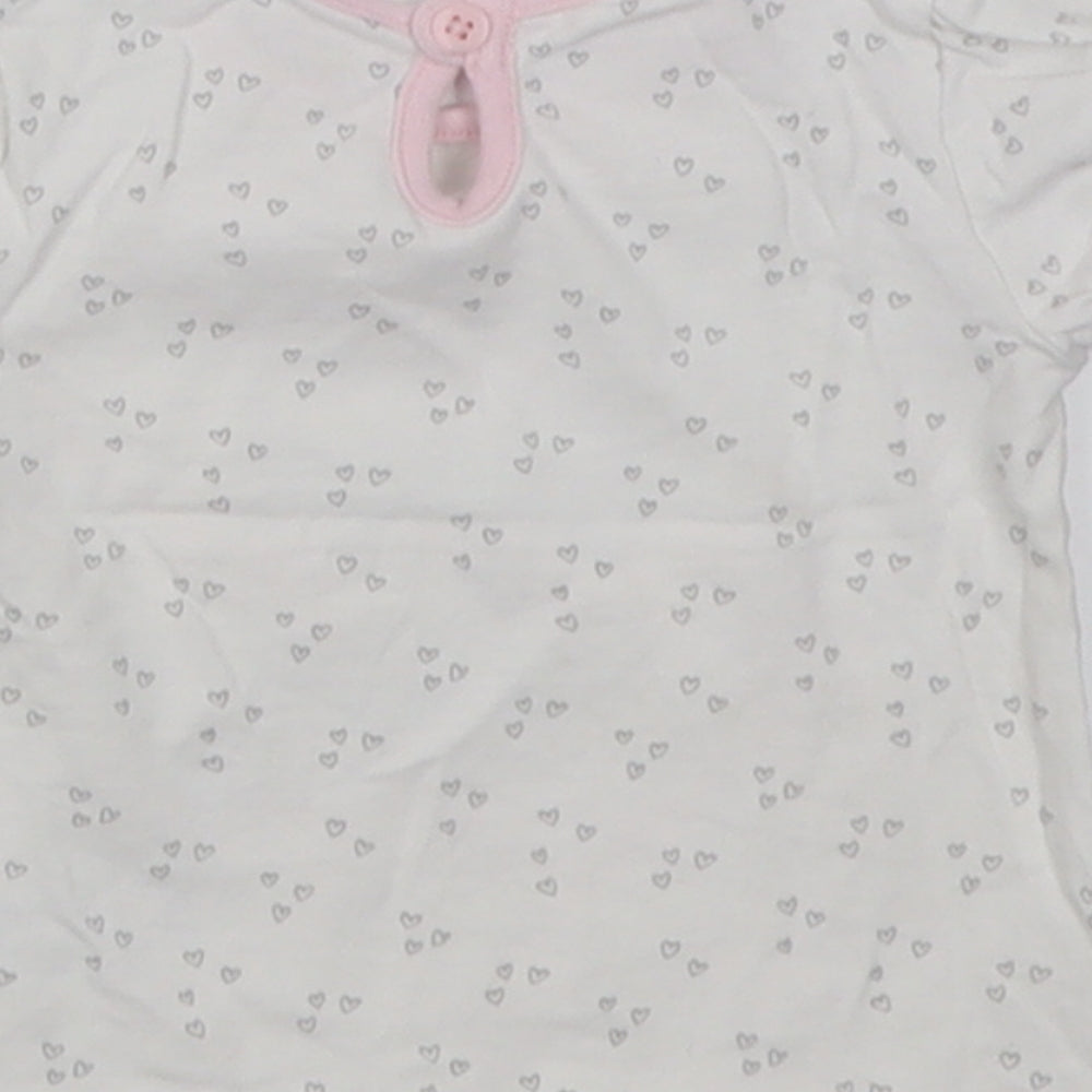 George Girls Pink Geometric Cotton Basic T-Shirt Size 3-6 Months Crew Neck Button - loved always