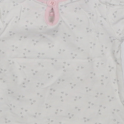 George Girls Pink Geometric Cotton Basic T-Shirt Size 3-6 Months Crew Neck Button - loved always