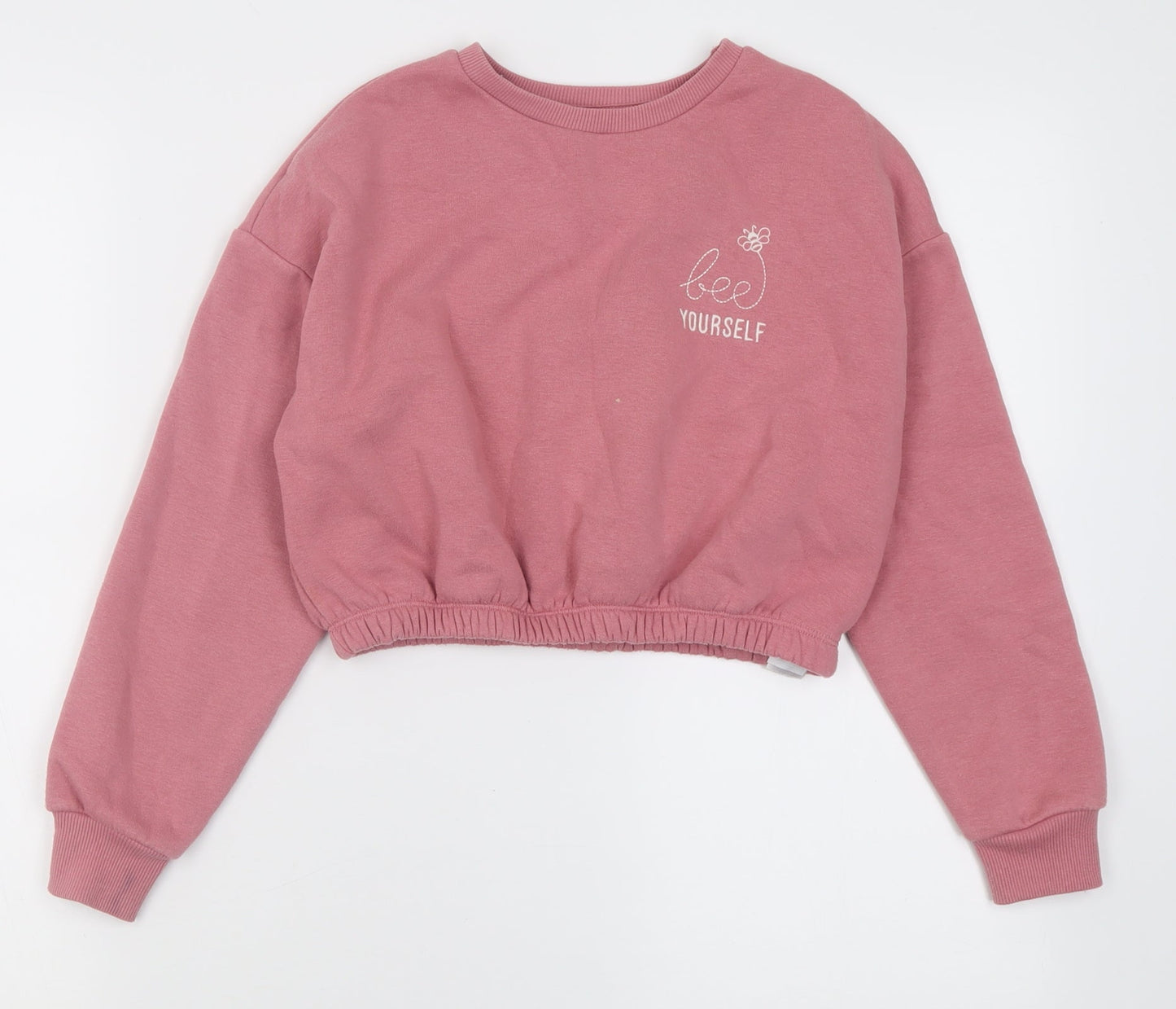 New Look Girls Pink  Cotton Pullover Sweatshirt Size 10-11 Years  Pullover - Bee yourself