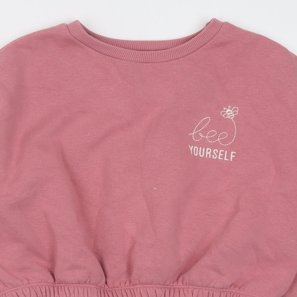 New Look Girls Pink  Cotton Pullover Sweatshirt Size 10-11 Years  Pullover - Bee yourself