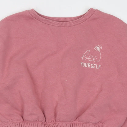 New Look Girls Pink  Cotton Pullover Sweatshirt Size 10-11 Years  Pullover - Bee yourself