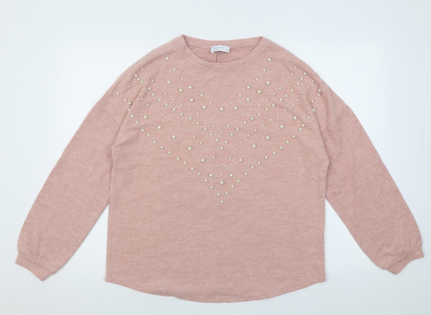 Womens UK Size 14 Papaya Pink Pullover Jumper