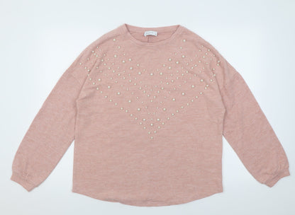 Womens UK Size 14 Papaya Pink Pullover Jumper