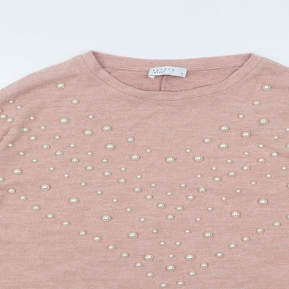 Womens UK Size 14 Papaya Pink Pullover Jumper