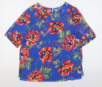 Womens UK Size 10 Papaya Blue Basic Blouse