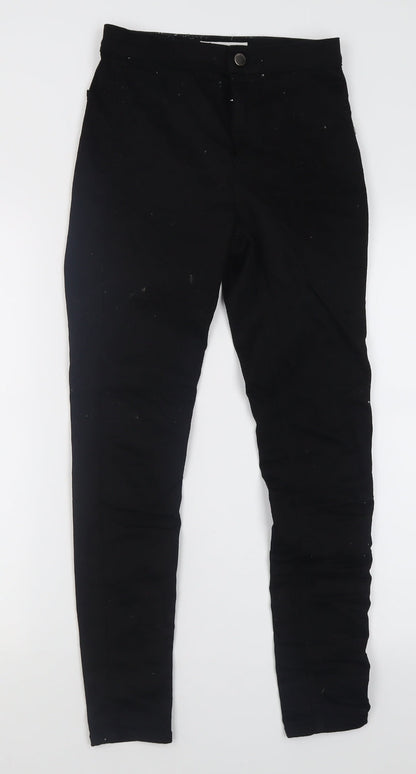 Topshop Womens Black  Cotton Skinny Jeans Size 28 L32 in Regular Button