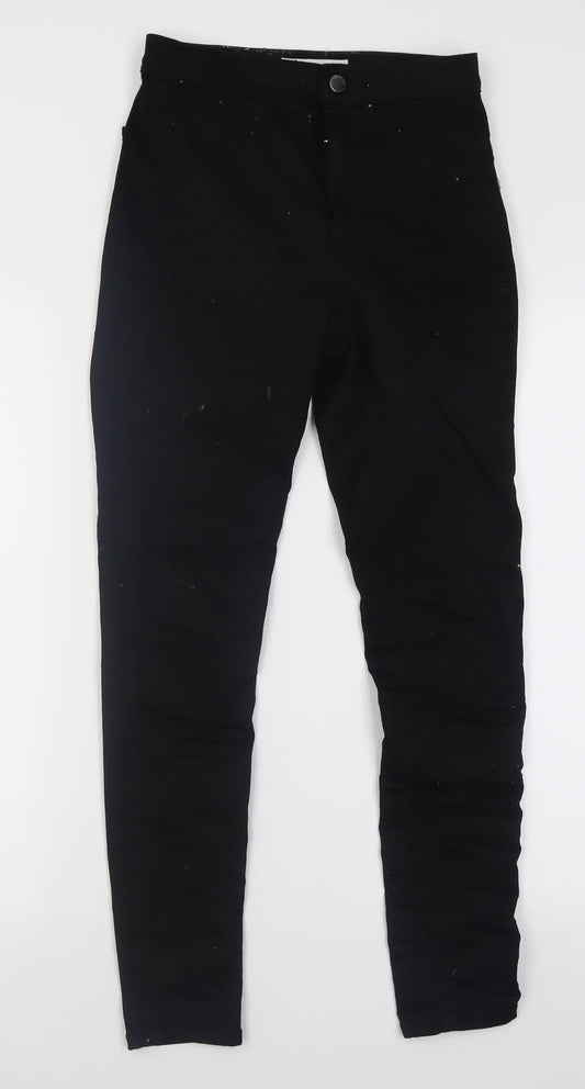 Topshop Womens Black  Cotton Skinny Jeans Size 28 L32 in Regular Button