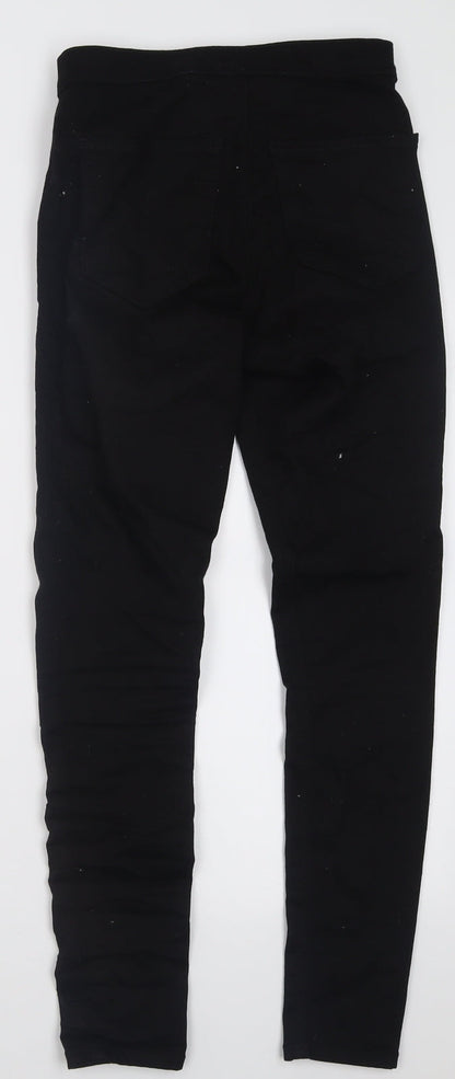 Topshop Womens Black  Cotton Skinny Jeans Size 28 L32 in Regular Button