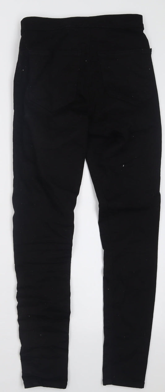 Topshop Womens Black  Cotton Skinny Jeans Size 28 L32 in Regular Button