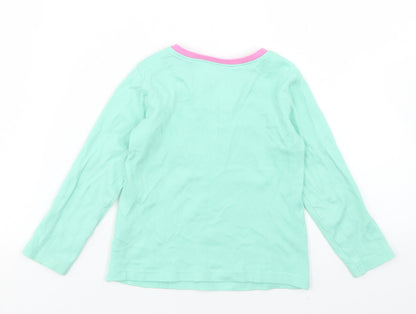 Dunnes Stores Girls Green  Cotton Basic T-Shirt Size 2-3 Years Crew Neck  - Rainbow