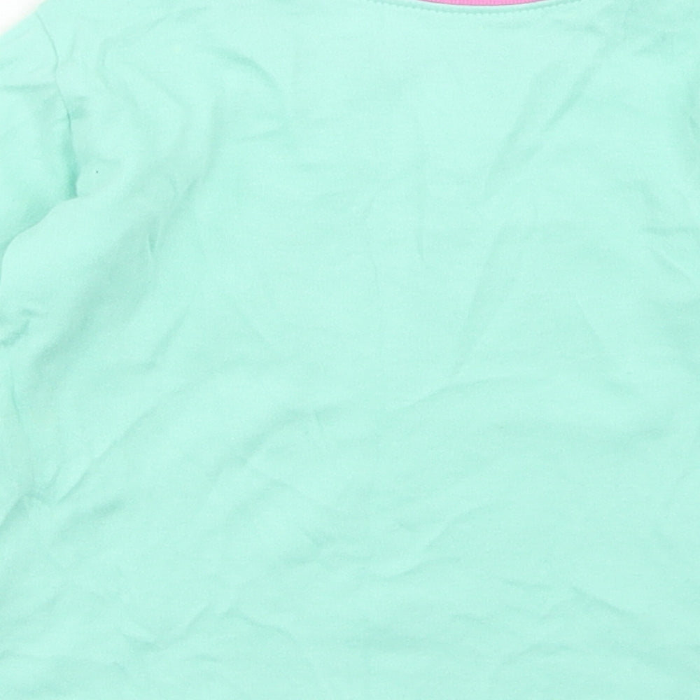 Dunnes Stores Girls Green  Cotton Basic T-Shirt Size 2-3 Years Crew Neck  - Rainbow
