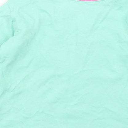 Dunnes Stores Girls Green  Cotton Basic T-Shirt Size 2-3 Years Crew Neck  - Rainbow