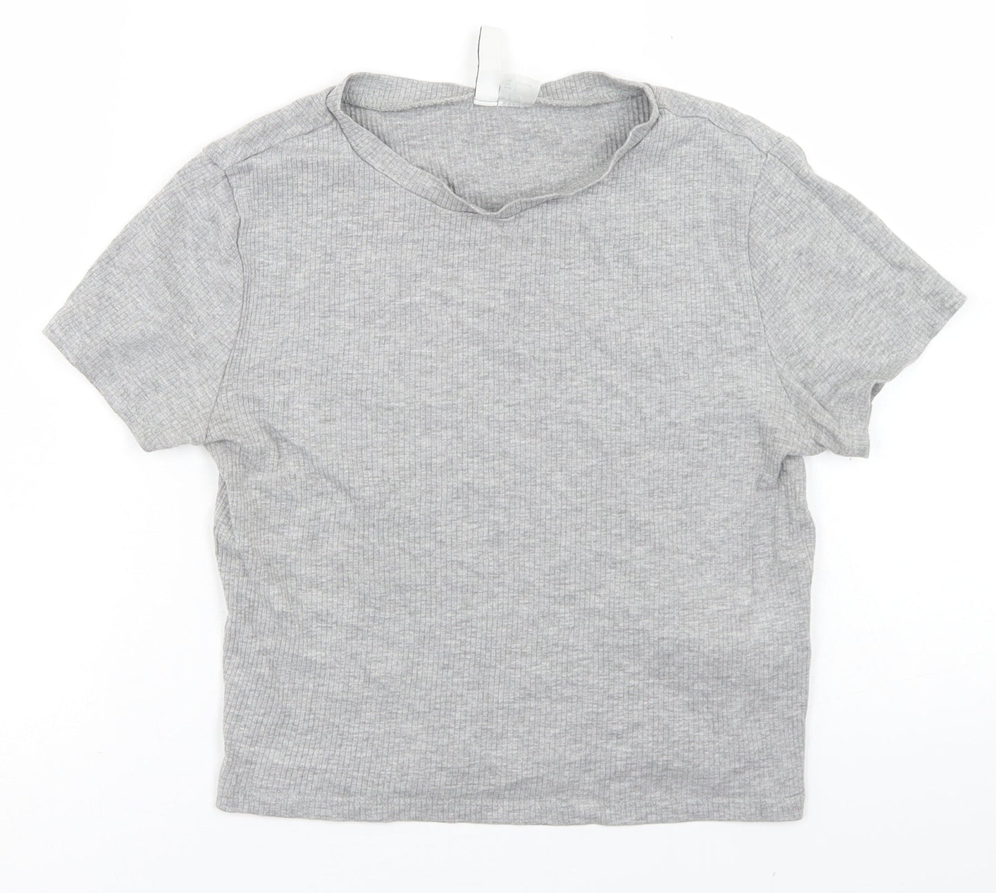 Womens UK Size L Divided Grey Cropped T-Shirt