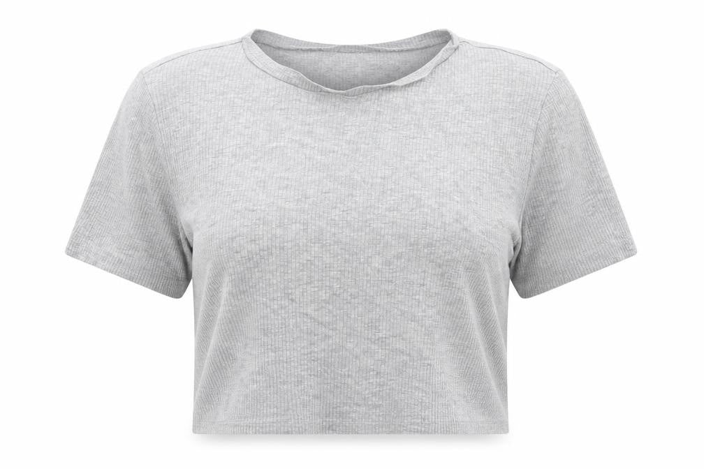 Front view of Divided women’s grey cotton cropped t-shirt, size L, crew neck
